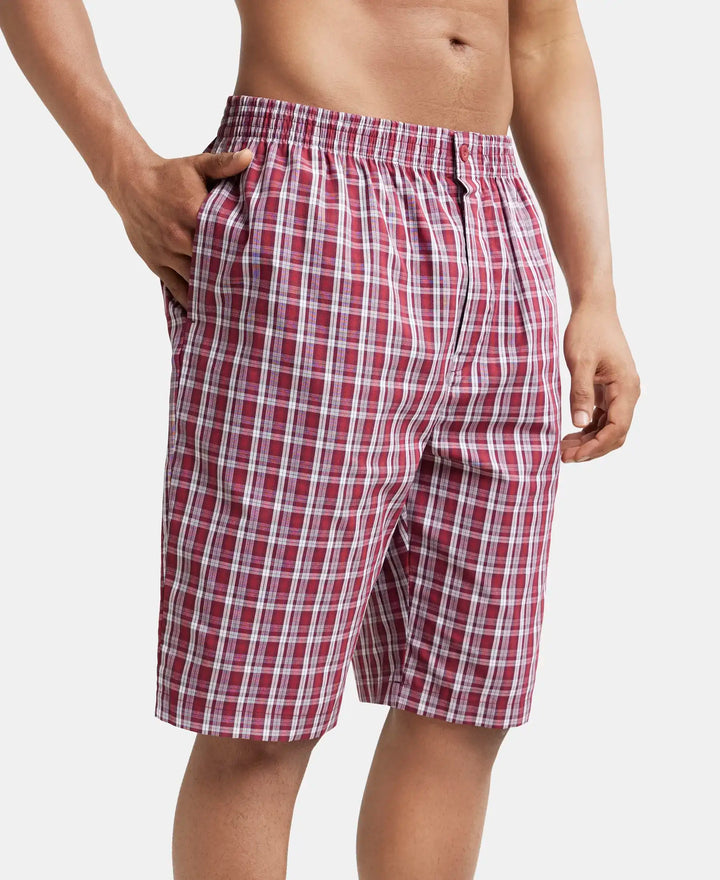 Super Combed Cotton Woven Bermuda with Inner Drawstring - Multi Color Check Des423-2