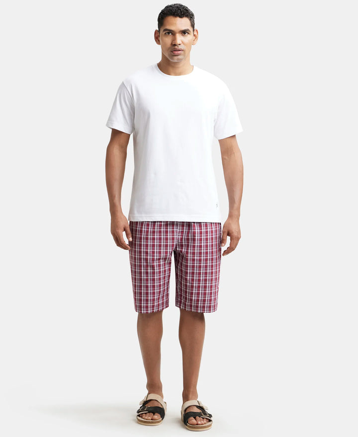 Super Combed Cotton Woven Bermuda with Inner Drawstring - Multi Color Check Des423-4