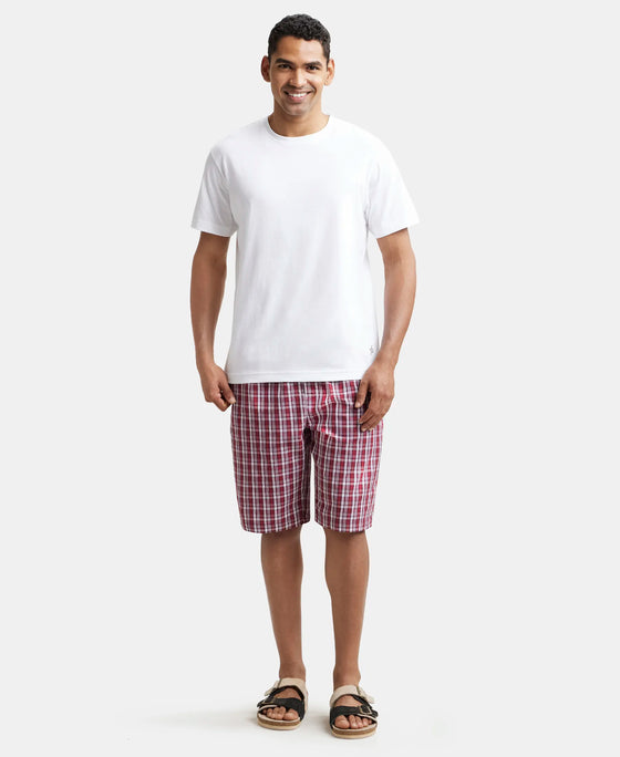 Super Combed Cotton Woven Bermuda with Inner Drawstring - Multi Color Check Des423-6