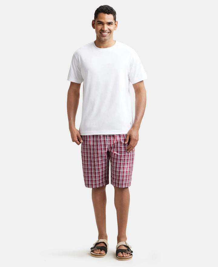 Super Combed Cotton Woven Bermuda with Inner Drawstring - Multi Color Check Des423-6