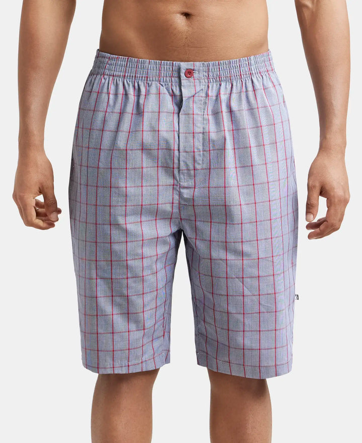 Super Combed Cotton Woven Bermuda with Inner Drawstring - Multi Color Check Des425-1