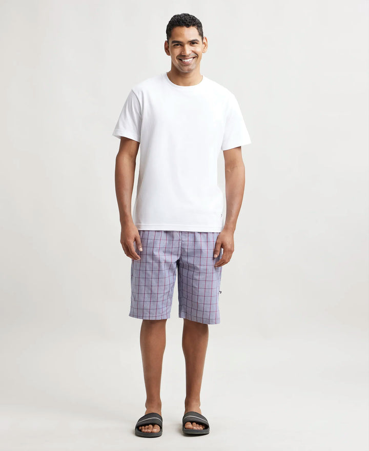 Super Combed Cotton Woven Bermuda with Inner Drawstring - Multi Color Check Des425-4