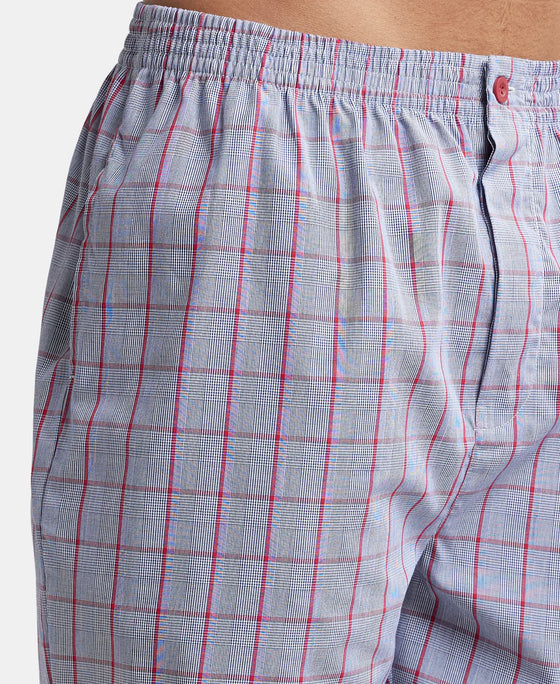 Super Combed Cotton Woven Bermuda with Inner Drawstring - Multi Color Check Des425-7