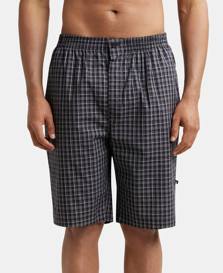 Super Combed Cotton Woven Bermuda with Inner Drawstring - Multi Color Check Des428-1