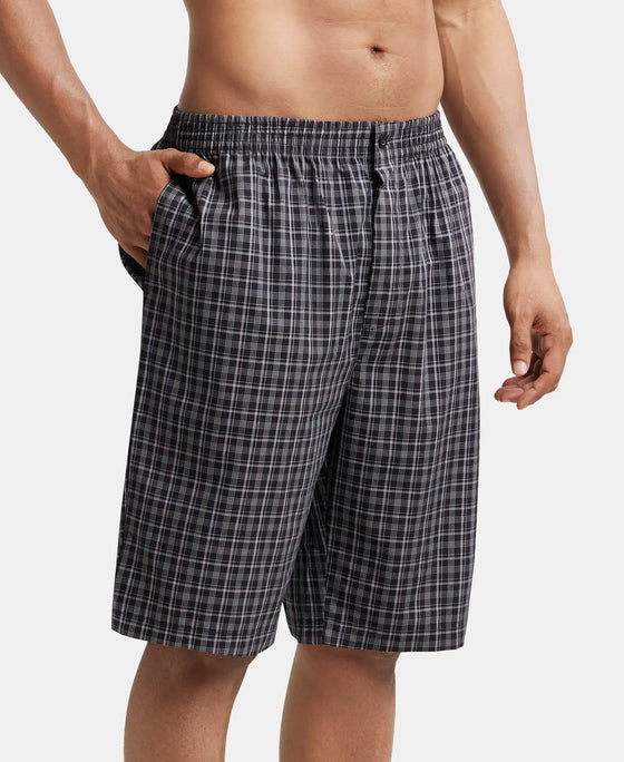 Super Combed Cotton Woven Bermuda with Inner Drawstring - Multi Color Check Des428-2