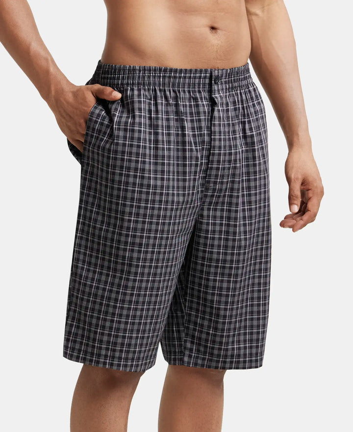 Super Combed Cotton Woven Bermuda with Inner Drawstring - Multi Color Check Des428-2