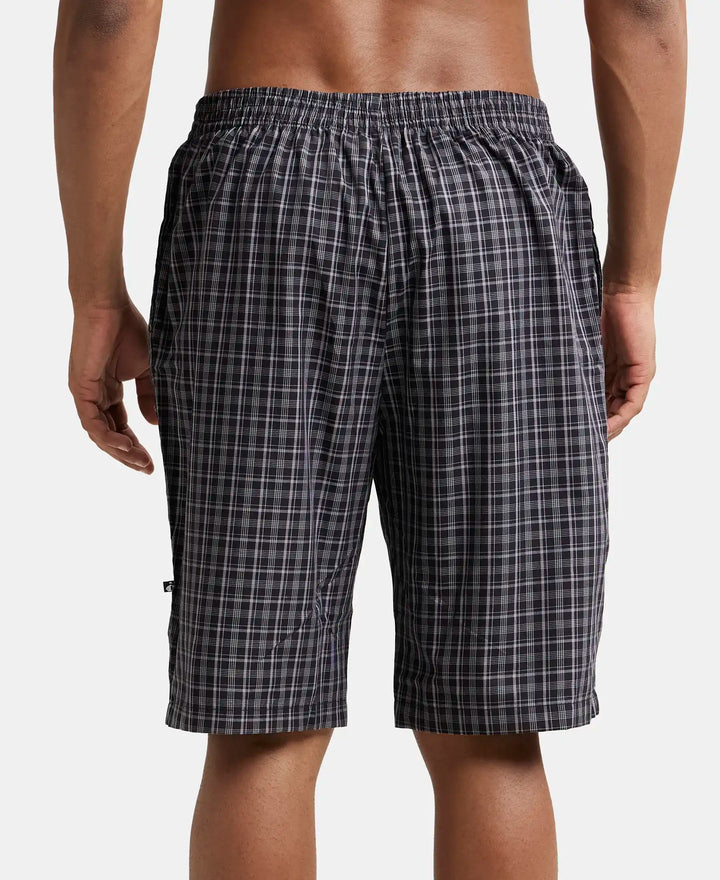 Super Combed Cotton Woven Bermuda with Inner Drawstring - Multi Color Check Des428-3