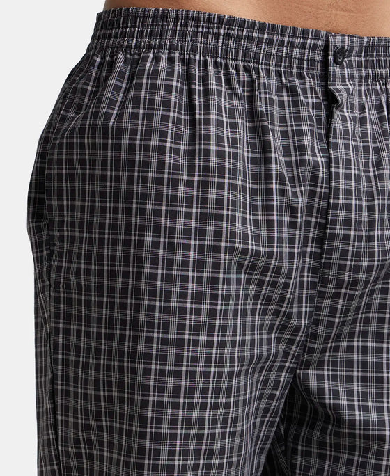Super Combed Cotton Woven Bermuda with Inner Drawstring - Multi Color Check Des428-7