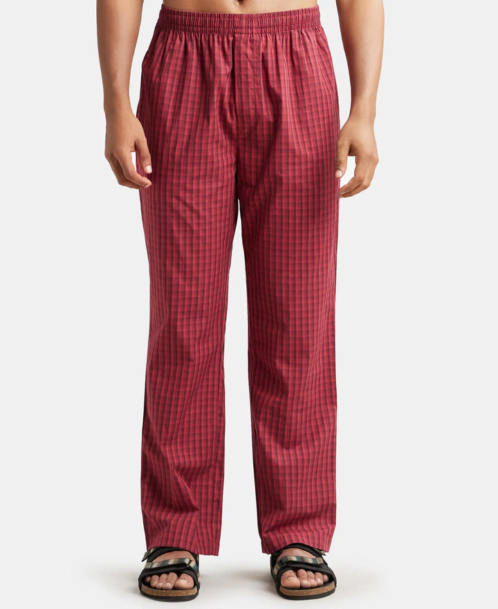 Super Combed Cotton Fabric Regular Fit Pyjama with Inner Drawstring - Multi Color Check Des419-1