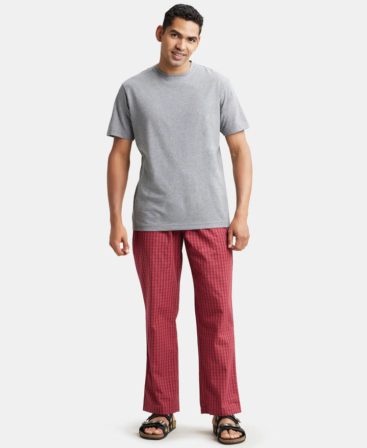 Super Combed Cotton Fabric Regular Fit Pyjama with Inner Drawstring - Multi Color Check Des419-4