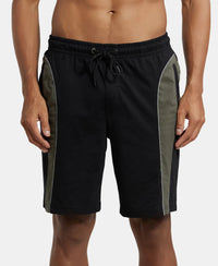 Super Combed Cotton Rich Straight Fit Shorts with Side Pockets - Black & Deep Olive-1