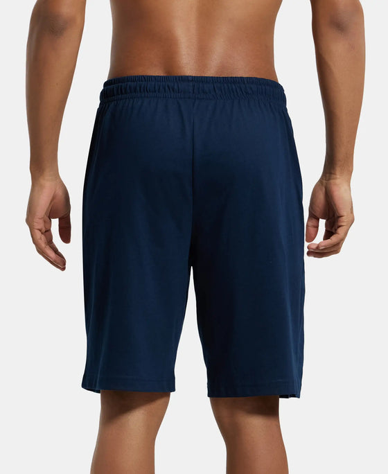 Super Combed Cotton Rich Straight Fit Shorts with Side Pockets - Navy & Steller-3