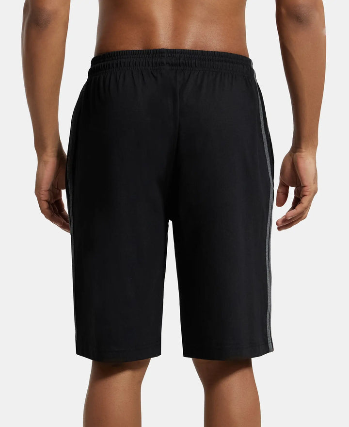 Super Combed Cotton Rich Regular Fit Shorts with Side Pockets - Black-3