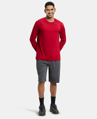 Super Combed Cotton Rich Regular Fit Shorts with Side Pockets - Charcoal Melange & Shanghai Red-4