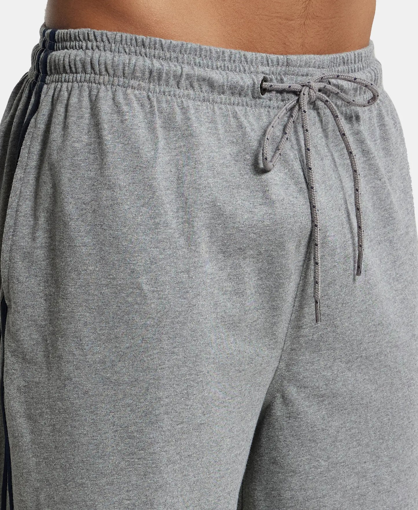 Super Combed Cotton Rich Regular Fit Shorts with Side Pockets - Grey Melange & Navy-6