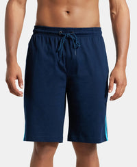 Super Combed Cotton Rich Regular Fit Shorts with Side Pockets - Navy & Scuba Blue-1