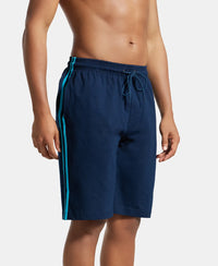 Super Combed Cotton Rich Regular Fit Shorts with Side Pockets - Navy & Scuba Blue-2