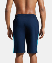 Super Combed Cotton Rich Regular Fit Shorts with Side Pockets - Navy & Scuba Blue-3