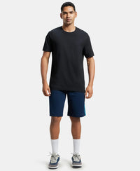 Super Combed Cotton Rich Regular Fit Shorts with Side Pockets - Navy & Scuba Blue-4