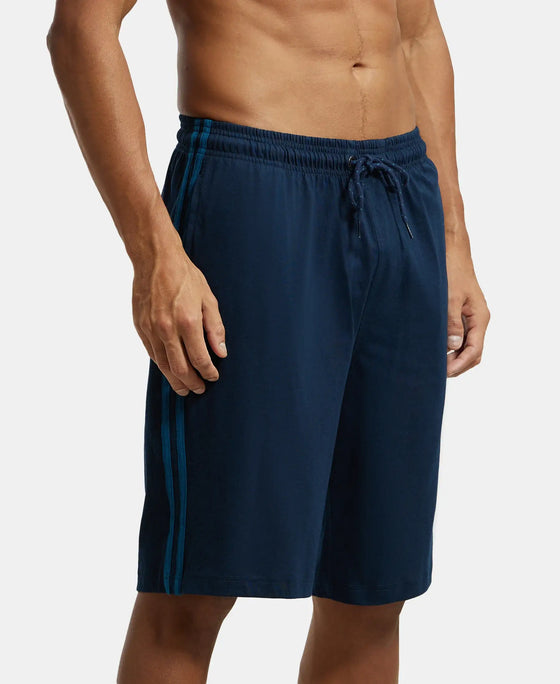 Super Combed Cotton Rich Regular Fit Shorts with Side Pockets - Navy & Seaport Teal-2