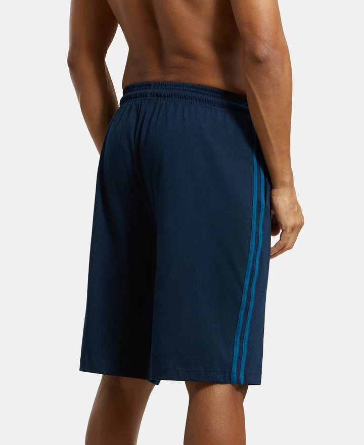 Super Combed Cotton Rich Regular Fit Shorts with Side Pockets - Navy & Seaport Teal-3