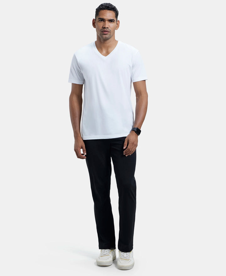 Super Combed Cotton Rich Regular Fit Trackpant with Side Pockets - Black & Grey Melange-6