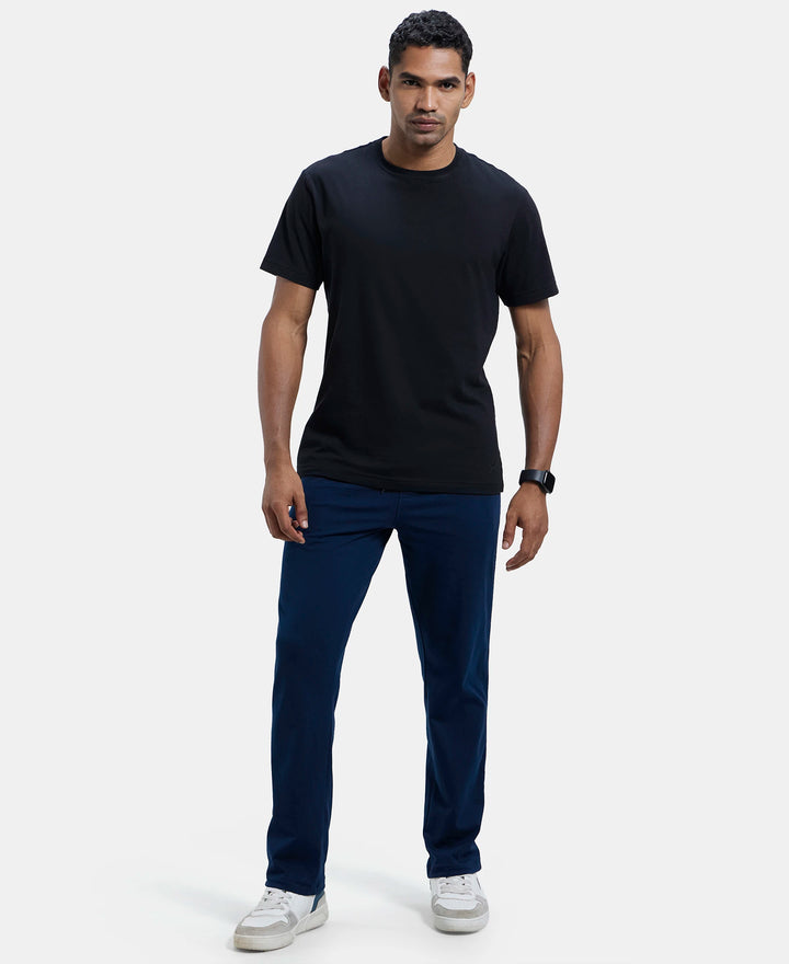 Super Combed Cotton Rich Regular Fit Trackpant with Side Pockets - Navy & Grey Melange-4
