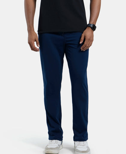 Super Combed Cotton Rich Regular Fit Trackpant with Side Pockets - Navy & Grey Melange-5