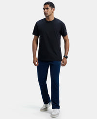 Super Combed Cotton Rich Regular Fit Trackpant with Side Pockets - Navy & Grey Melange-6