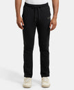 Super Combed Cotton Rich Slim Fit Trackpant with Side and Back Pockets - Black & Grey Melange-1