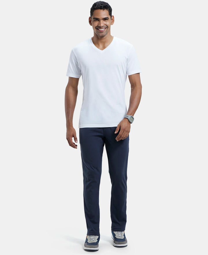 Super Combed Cotton Rich Slim Fit Trackpant with Side and Back Pockets - Graphite & Neon Blue-4