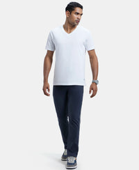 Super Combed Cotton Rich Slim Fit Trackpant with Side and Back Pockets - Graphite & Neon Blue-6