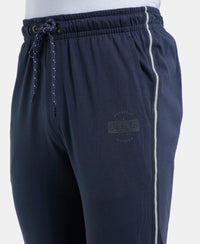 Super Combed Cotton Rich Slim Fit Trackpant with Side and Back Pockets - Graphite & Neon Blue-7