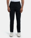 Super Combed Cotton Rich Straight Fit Trackpant with Side and Back Pockets - Black & Grey Melange-1