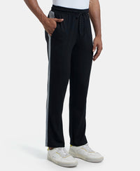 Super Combed Cotton Rich Straight Fit Trackpant with Side and Back Pockets - Black & Grey Melange-2