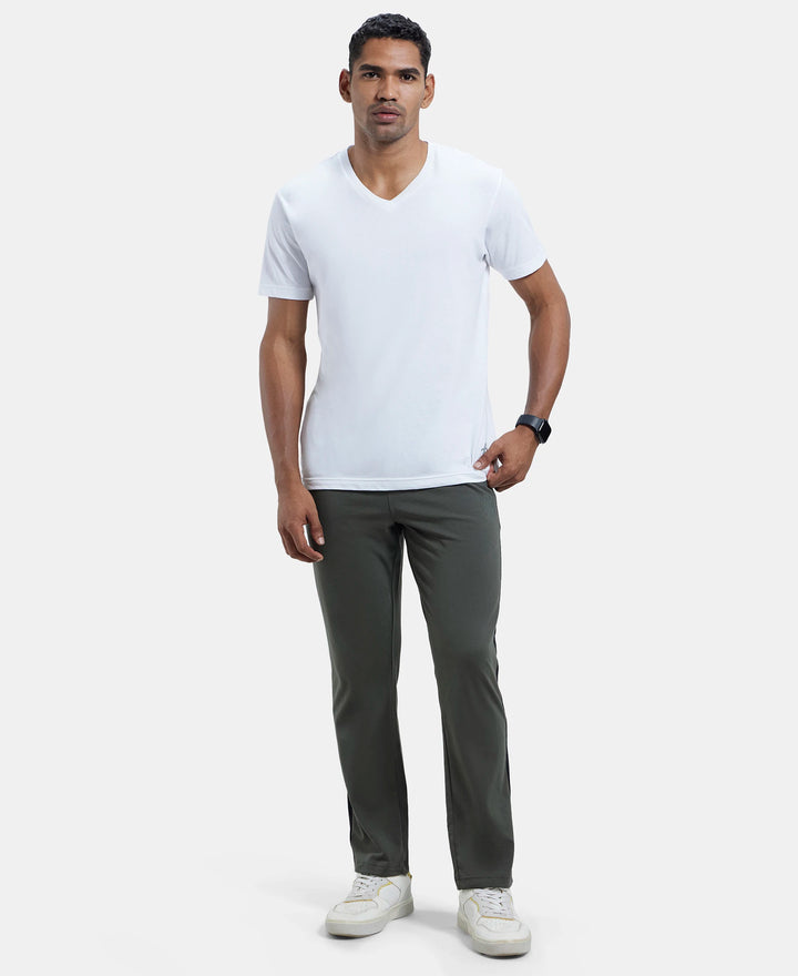 Super Combed Cotton Rich Straight Fit Trackpant with Side and Back Pockets - Deep Olive-4