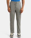Super Combed Cotton Rich Straight Fit Trackpant with Side and Back Pockets - Grey Melange & Black-1