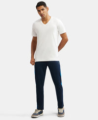 Super Combed Cotton Rich Straight Fit Trackpant with Side and Back Pockets - Navy & Neon Blue-6