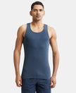 Super Combed Cotton Rib Round Neck with Racer Back Gym Vest - Graphite-1