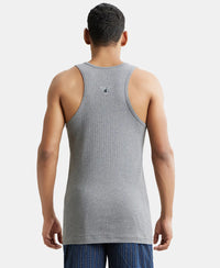 Super Combed Cotton Rib Round Neck with Racer Back Gym Vest - Grey Melange-3