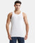 Super Combed Cotton Rib Round Neck with Racer Back Gym Vest - White-1