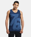 Super Combed Cotton Rich Graphic Printed Tank Top - Navy Print - Navy Print-1