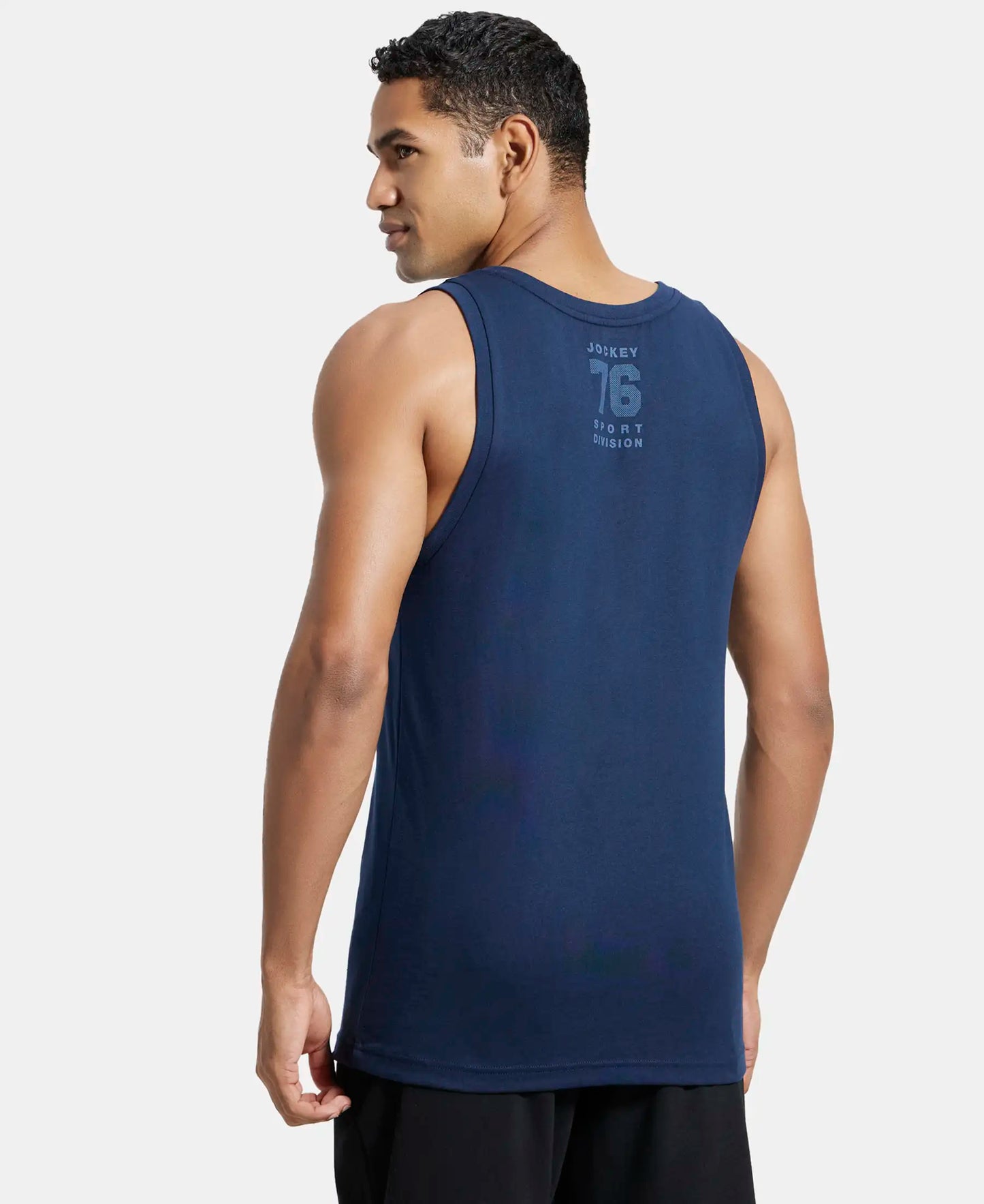 Super Combed Cotton Rich Graphic Printed Tank Top - Navy Print - Navy Print-3