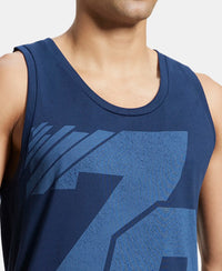 Super Combed Cotton Rich Graphic Printed Tank Top - Navy Print - Navy Print-6