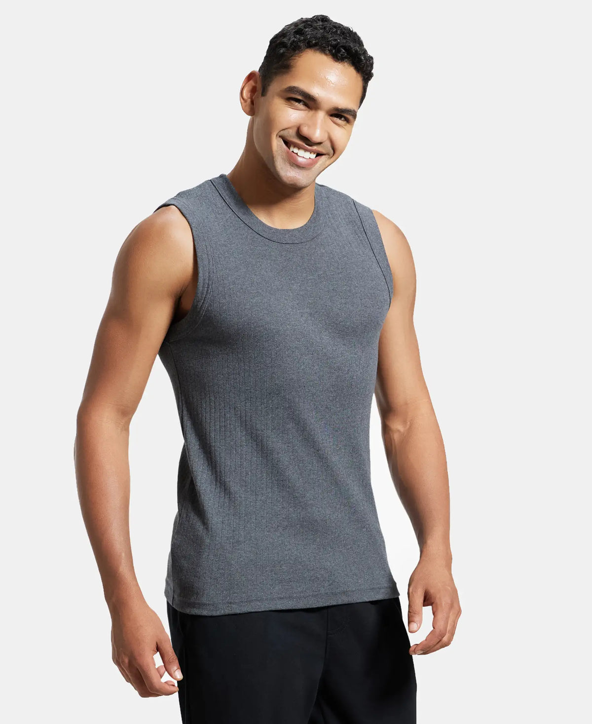 Chest Vest Rib Buy Super Combed Cotton Rib Solid Round Neck Muscle Vest - Charcoal ...