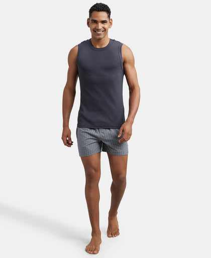 Super Combed Cotton Rib Solid Round Neck Muscle Vest - Graphite-6