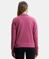 Super Combed Cotton French Terry Drop Shoulder Styled Jacket with Ribbed Cuff and Hem - Rose Wine-3