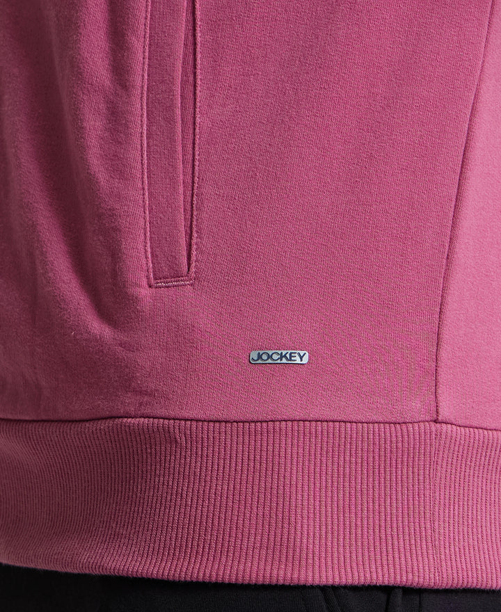 Super Combed Cotton French Terry Drop Shoulder Styled Jacket with Ribbed Cuff and Hem - Rose Wine-7