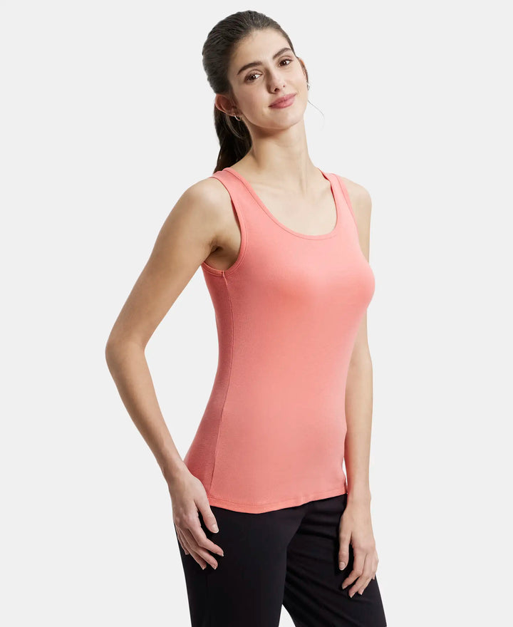 Super Combed Cotton Rib Fabric Slim Fit Solid Tank Top - Blush Pink-2