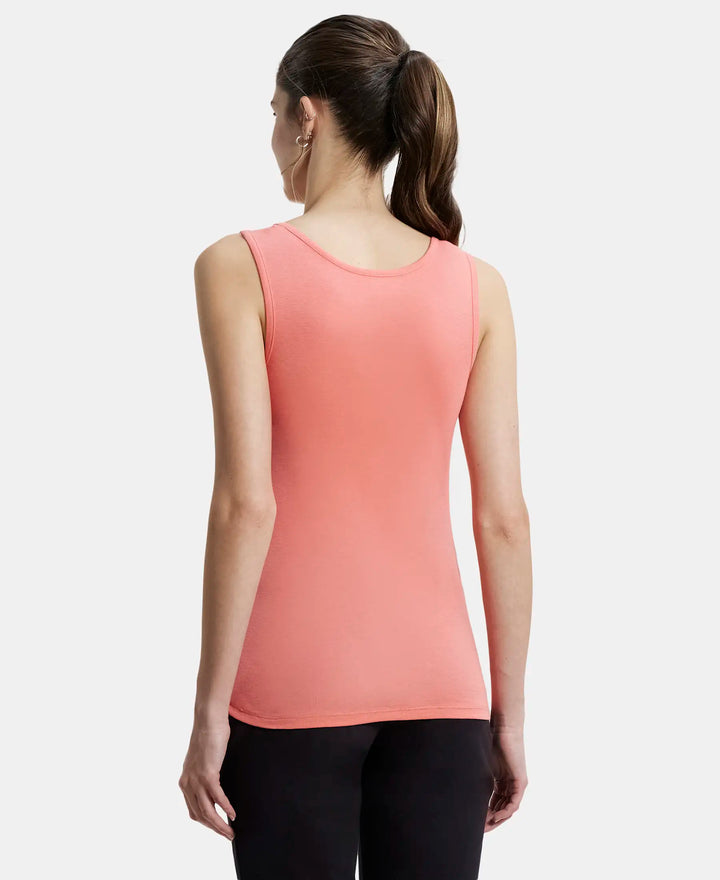Super Combed Cotton Rib Fabric Slim Fit Solid Tank Top - Blush Pink-3